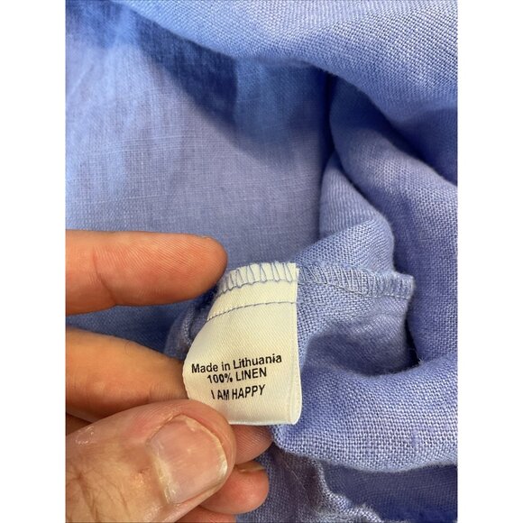 Flax Women’s Summer Blue Linen Midi‎ tank Dress sz M Lagenlook artsy oversized - Picture 6 of 10